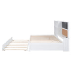Lit de repos double en pin avec tableau, port USB et lit gigogne