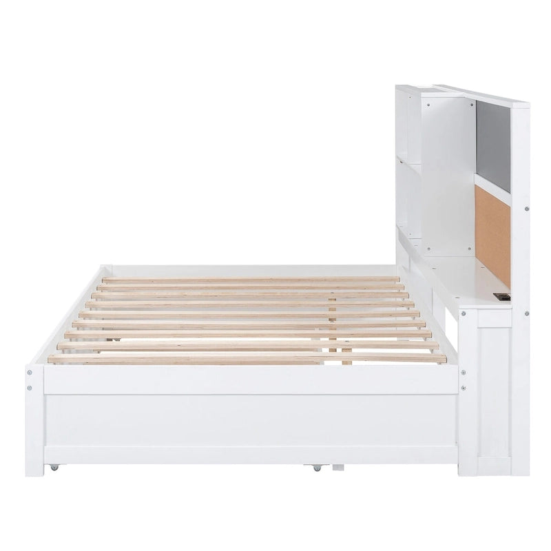 Lit de repos double en pin avec tableau, port USB et lit gigogne