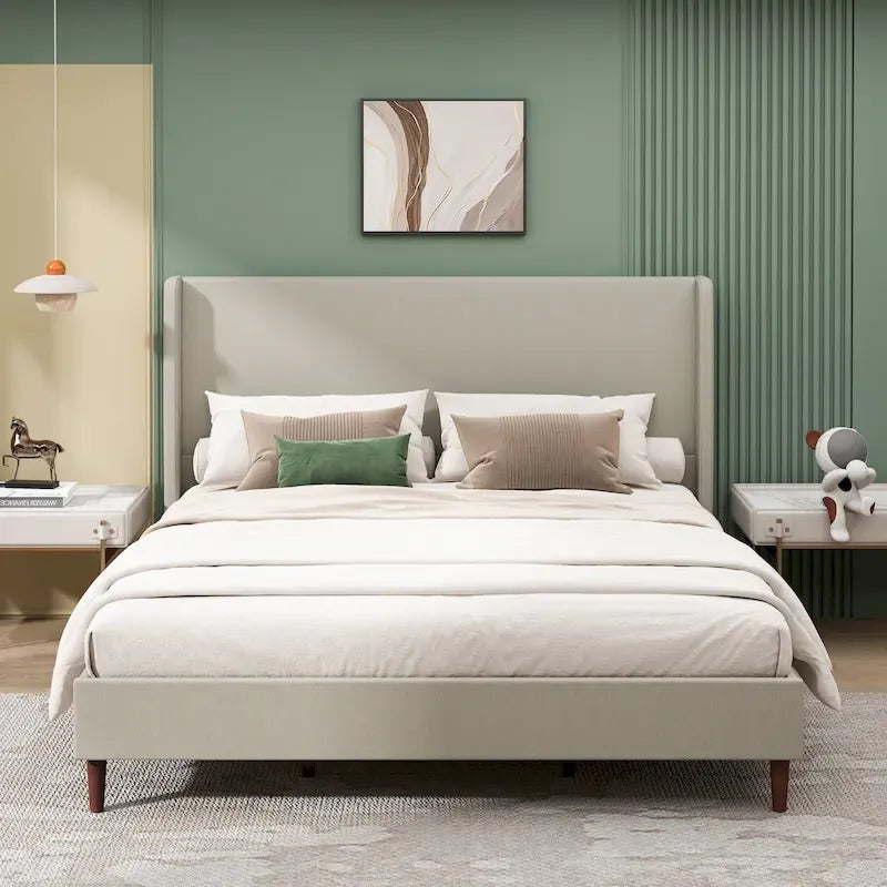 Lit plateforme King Size en bois massif avec 12 lattes de support