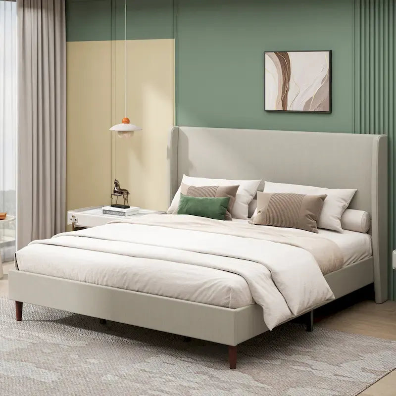 Lit plateforme King Size en bois massif avec 12 lattes de support