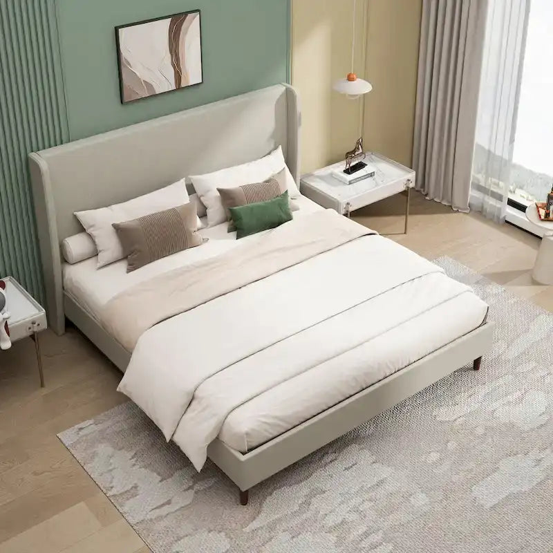Lit plateforme King Size en bois massif avec 12 lattes de support