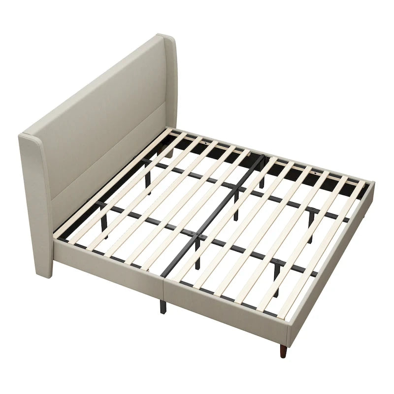 Lit plateforme King Size en bois massif avec 12 lattes de support