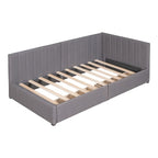 Lit de repos rembourré en lin gris avec 2 tiroirs de rangement, Cadre de lit de jour simple, Aucun sommier tapissier requis