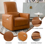 Fauteuil inclinable électrique ergonomique marron avec pivotant à 270°, ports de charge USB et Type-C, et support lombaire