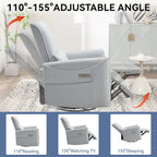 Fauteuil inclinable électrique ergonomique marron avec pivotant à 270°, ports de charge USB et Type-C, et support lombaire