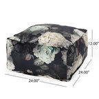 Pouf cubique en tissu à motif floral de taille moyenne traditionnel Reigle par Christopher Knight Home