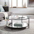 Table basse ronde en verre Alecsis - 35,5 cm H x 91,4 cm L x 91,4 cm P