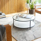 Alecsis Glass Round Coffee Table - 14  H x 36  W x 36  D
