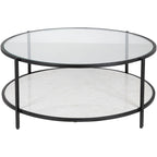 Table basse ronde en verre Alecsis - 35,5 cm H x 91,4 cm L x 91,4 cm P