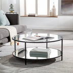Table basse ronde en verre Alecsis - 35,5 cm H x 91,4 cm L x 91,4 cm P