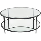 Table basse ronde en verre Alecsis - 35,5 cm H x 91,4 cm L x 91,4 cm P