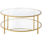 Table basse ronde en verre Alecsis - 35,5 cm H x 91,4 cm L x 91,4 cm P