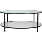 Table basse ronde en verre Alecsis - 35,5 cm H x 91,4 cm L x 91,4 cm P
