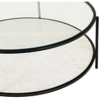 Table basse ronde en verre Alecsis - 35,5 cm H x 91,4 cm L x 91,4 cm P