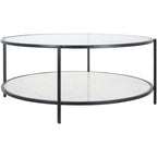 Table basse ronde en verre Alecsis - 35,5 cm H x 91,4 cm L x 91,4 cm P