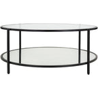 Table basse ronde en verre Alecsis - 35,5 cm H x 91,4 cm L x 91,4 cm P