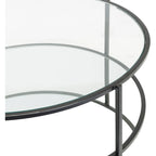 Table basse ronde en verre Alecsis - 35,5 cm H x 91,4 cm L x 91,4 cm P