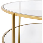 Table basse ronde en verre Alecsis - 35,5 cm H x 91,4 cm L x 91,4 cm P