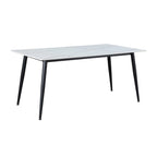 Table de salle à manger Somette Mariana en céramique blanche avec piètement noir mat