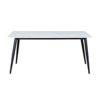 Table de salle à manger Somette Mariana en céramique blanche avec piètement noir mat