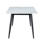 Table de salle à manger Somette Mariana en céramique blanche avec piètement noir mat