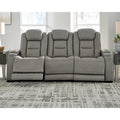 Signature Design by Ashley Man-Den Leather Power Adjustable Dual Reclining Sofa - 85   W x 40   D x 43   H