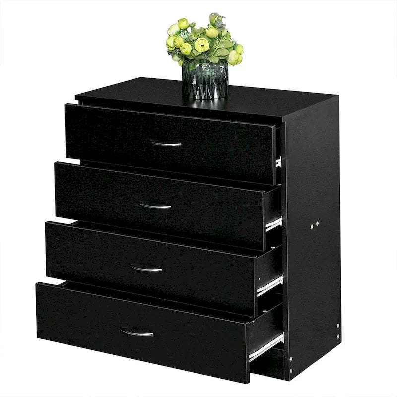 28   Commode moderne simple à 4 tiroirs Noir/Blanc