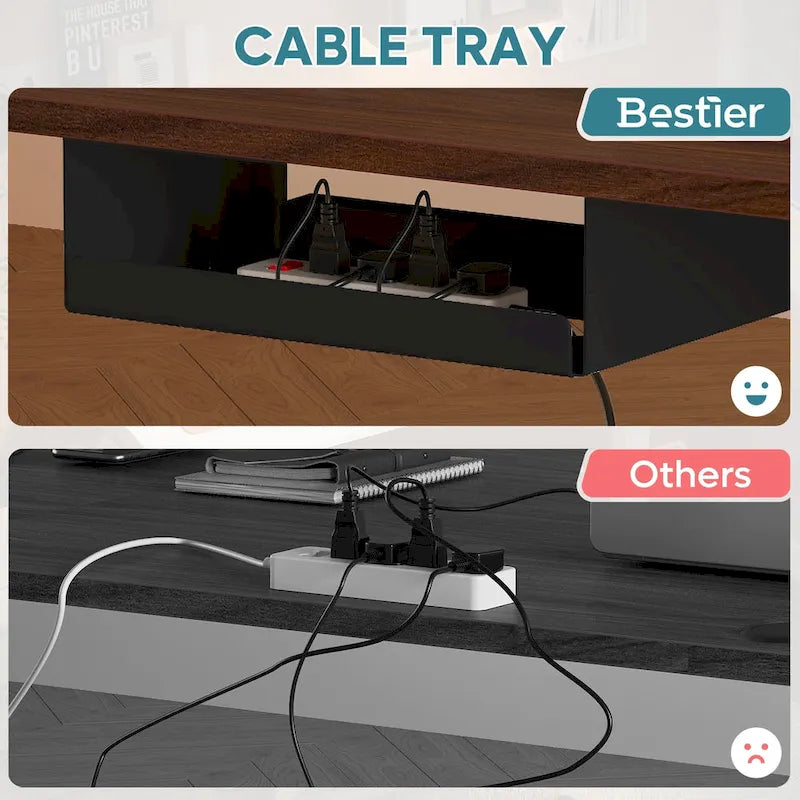 Bureau debout électrique réglable en hauteur – Noyer / Chêne blanc, Monomoteur, 1 personne