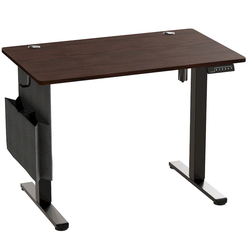 Bureau debout électrique réglable en hauteur – Noyer / Chêne blanc, Monomoteur, 1 personne