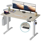Bureau debout électrique réglable en hauteur – Noyer / Chêne blanc, Monomoteur, 1 personne