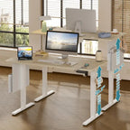 Bureau debout électrique réglable en hauteur – Noyer / Chêne blanc, Monomoteur, 1 personne