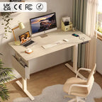 Bureau debout électrique réglable en hauteur – Noyer / Chêne blanc, Monomoteur, 1 personne