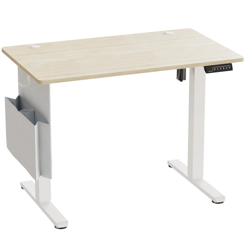 Bureau debout électrique réglable en hauteur – Noyer / Chêne blanc, Monomoteur, 1 personne