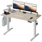 Bureau debout électrique réglable en hauteur – Noyer / Chêne blanc, Monomoteur, 1 personne