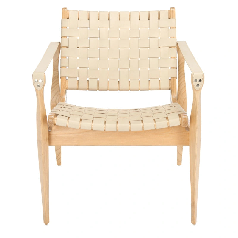 Chaise de safari en cuir Zenica SAFAVIEH Couture - 24,5 L x 30 P x 30 H - 25 L x 30 P x 30 H
