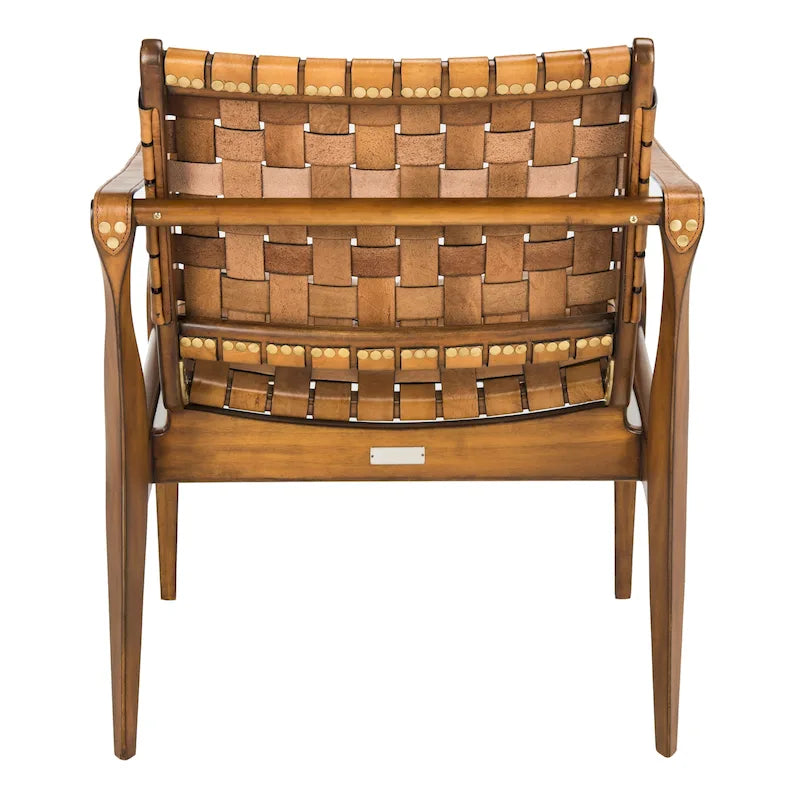 Chaise de safari en cuir Zenica SAFAVIEH Couture - 24,5 L x 30 P x 30 H - 25 L x 30 P x 30 H