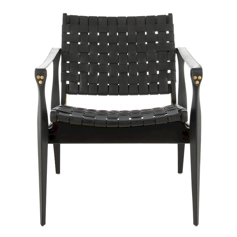 Chaise de safari en cuir Zenica SAFAVIEH Couture - 24,5 L x 30 P x 30 H - 25 L x 30 P x 30 H