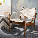 SAFAVIEH Couture Zenica Leather Safari Chair - 24.5   W x 30   L x 30   H - 25  W x 30  D x 30  H