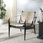 Chaise de safari en cuir Zenica SAFAVIEH Couture - 24,5 L x 30 P x 30 H - 25 L x 30 P x 30 H