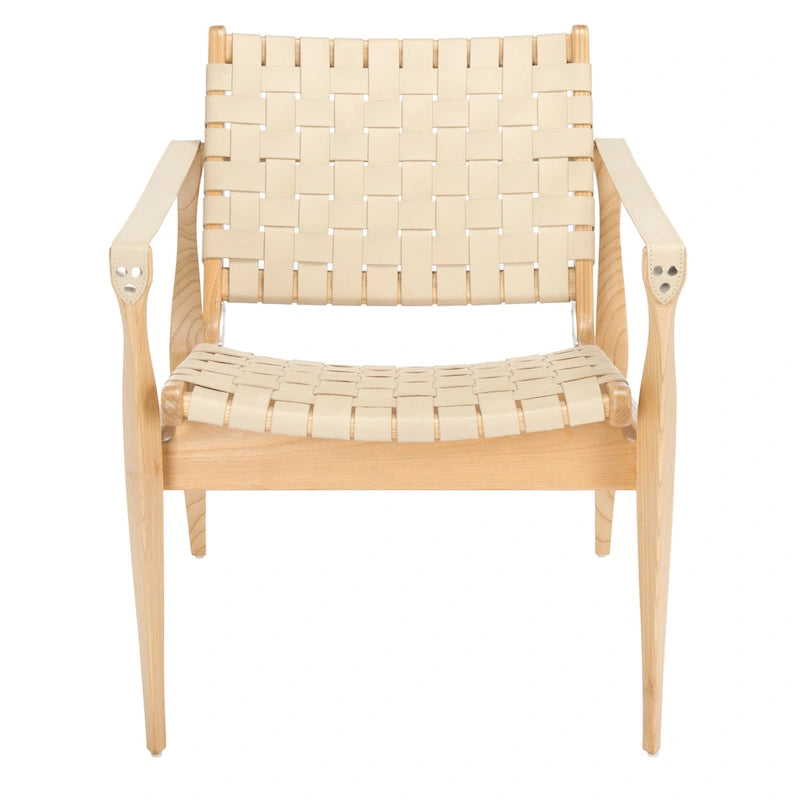 Chaise de safari en cuir Zenica SAFAVIEH Couture - 24,5 L x 30 P x 30 H - 25 L x 30 P x 30 H