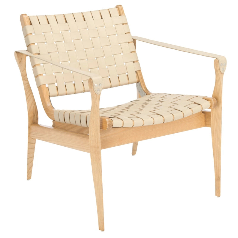 Chaise de safari en cuir Zenica SAFAVIEH Couture - 24,5 L x 30 P x 30 H - 25 L x 30 P x 30 H