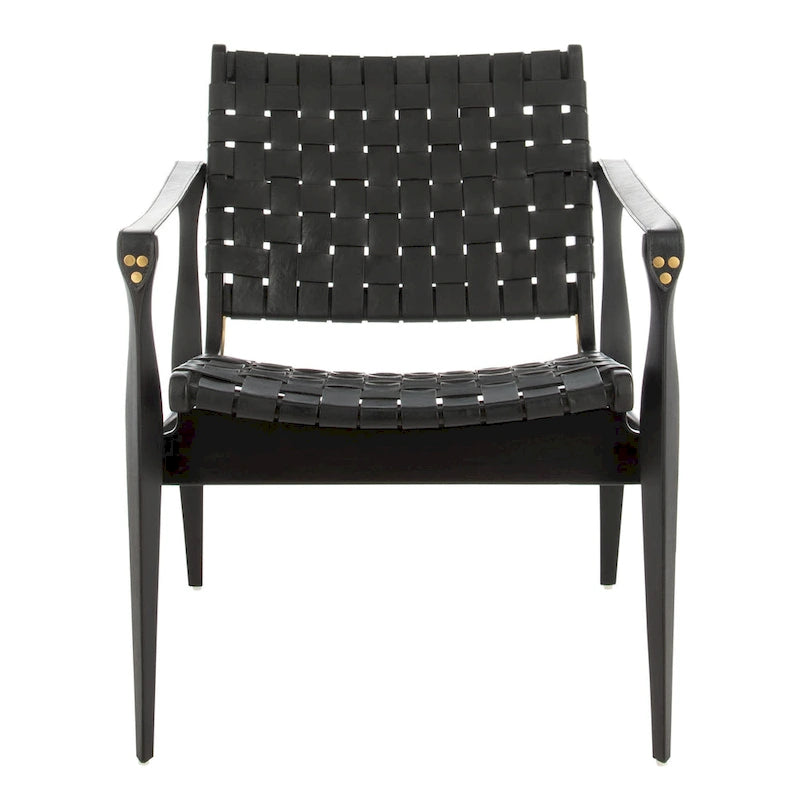 Chaise de safari en cuir Zenica SAFAVIEH Couture - 24,5 L x 30 P x 30 H - 25 L x 30 P x 30 H
