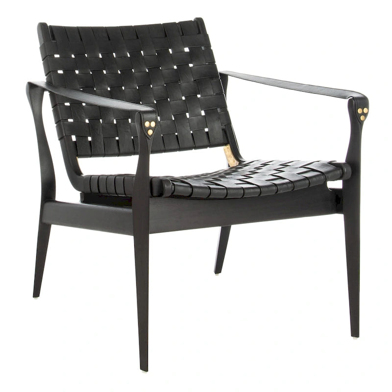 Chaise de safari en cuir Zenica SAFAVIEH Couture - 24,5 L x 30 P x 30 H - 25 L x 30 P x 30 H