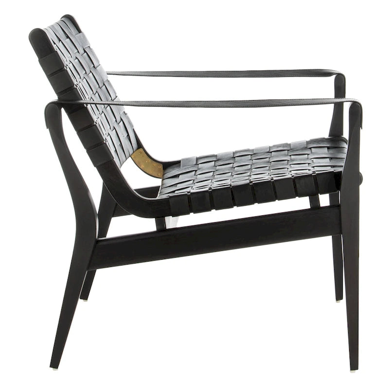 Chaise de safari en cuir Zenica SAFAVIEH Couture - 24,5 L x 30 P x 30 H - 25 L x 30 P x 30 H