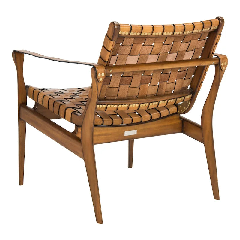 Chaise de safari en cuir Zenica SAFAVIEH Couture - 24,5 L x 30 P x 30 H - 25 L x 30 P x 30 H