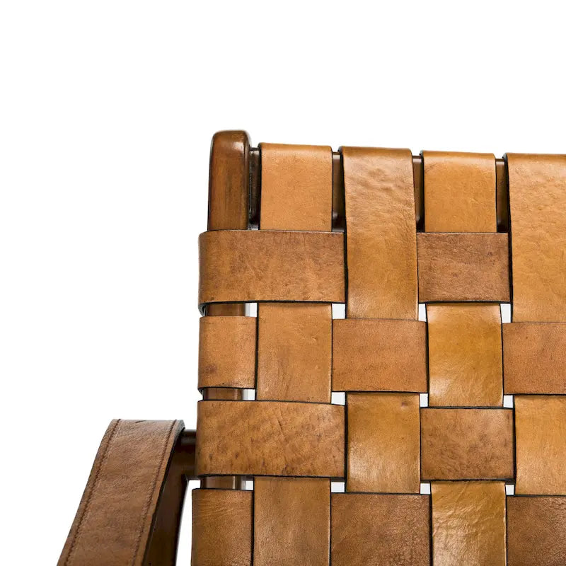 Chaise de safari en cuir Zenica SAFAVIEH Couture - 24,5 L x 30 P x 30 H - 25 L x 30 P x 30 H