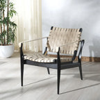 Chaise de safari en cuir Zenica SAFAVIEH Couture - 24,5 L x 30 P x 30 H - 25 L x 30 P x 30 H