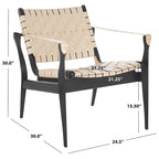 Chaise de safari en cuir Zenica SAFAVIEH Couture - 24,5 L x 30 P x 30 H - 25 L x 30 P x 30 H