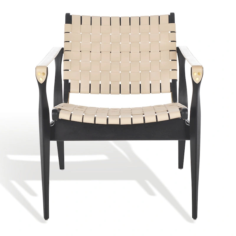 Chaise de safari en cuir Zenica SAFAVIEH Couture - 24,5 L x 30 P x 30 H - 25 L x 30 P x 30 H