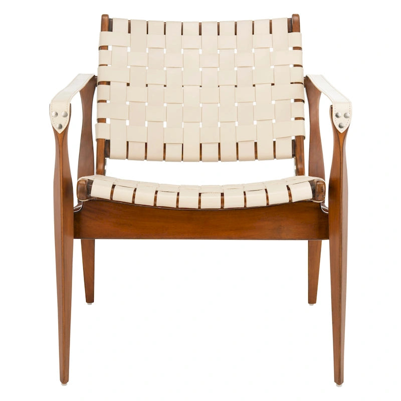 Chaise de safari en cuir Zenica SAFAVIEH Couture - 24,5 L x 30 P x 30 H - 25 L x 30 P x 30 H
